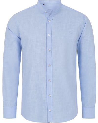 Indumentum Leinenhemd Hemd Leinen-Optik H-321 - Blau