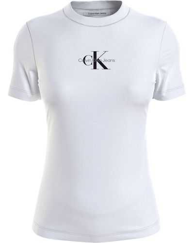 Klein TEE MONOLOGO PLUS DE DIFFUSED Große Calvin Weiß T-Shirt | in Jeans Calvin Klein Größen Lyst