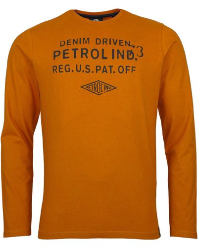 Petrol Industries Longsleeve Shirt Langarmshirt mit Rundhals und Logo-Print (1-tlg) - Orange