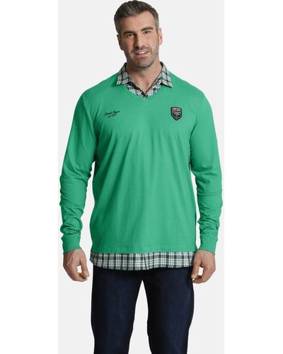 Charles Colby EARL FARIN Sweatshirt mit Hemdkragen - Grün