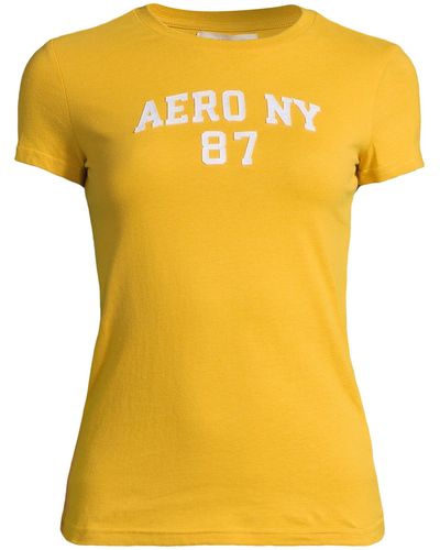 Aéropostale T-Shirt NY 87 (1-tlg) Plain/ohne Details - Gelb