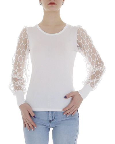 Ital-Design Spitzenbluse Elegant (86164453) Spitze Top & Shirt in Weiß