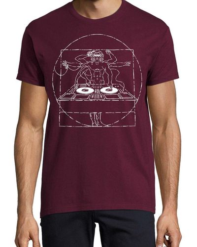 Youth Designz Print- Da Vinci DJ T-Shirt mit lustigen Logo - Lila