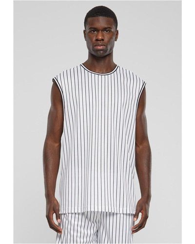 Urban Classics T-Shirt Striped Mesh Tanktop - Weiß