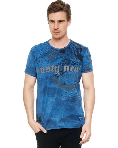 Rusty Neal T-Shirt mit eindrucksvollem Print - Blau