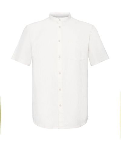 Edc By Esprit Kurzarmhemd Kurzarm-Hemd aus 100% Baumwolle - Weiß