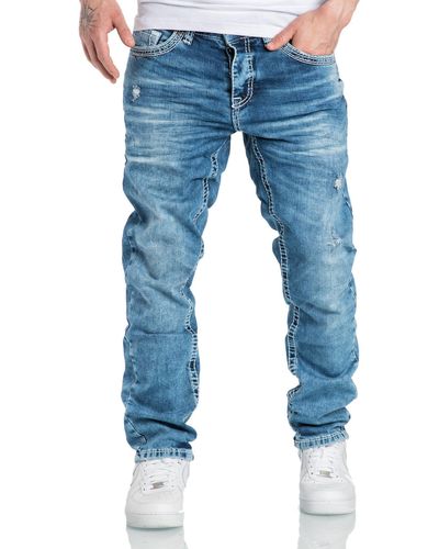 Amaci&Sons Stretch-Jeans Columbus Regular Slim Denim Hose - Blau