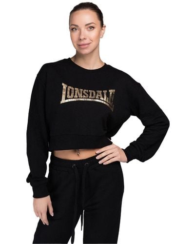 Lonsdale London Sweatshirt Cropped Culbokie - Schwarz