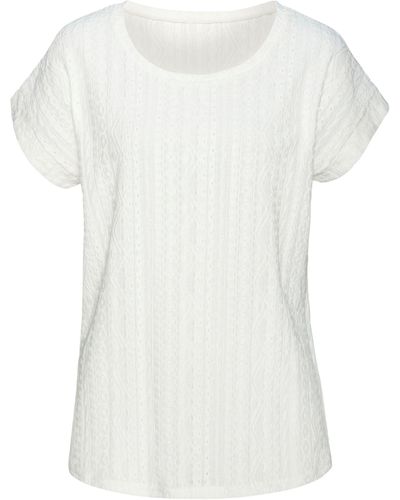 vivance active T-Shirt (1-tlg) mit modischem Jacquard-Muster - Weiß