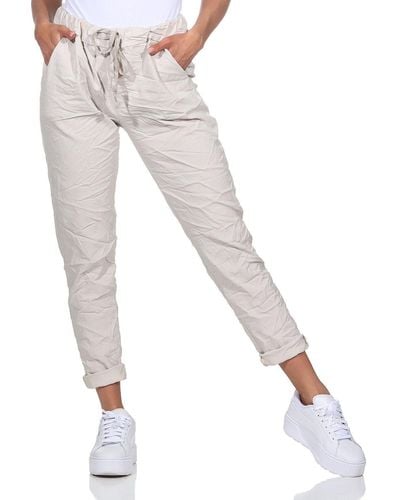 Aurela Damenmode Aurela mode Schlupfhose Sommerhose Chinohose leichte Schlupfhose Stretch-Jeans in modischen Sommerfarben - Weiß