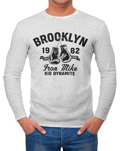 Neverless Longsleeve Boxen Iron Mike Brooklyn Retro Design Langarm-Shirt Fashion Streetstyle ® mit Print - Grau