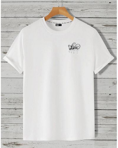 Rmk T- Shirt kurzarm Rundhals Basic Liebe mit "Love" Print aus Baumwolle - Weiß