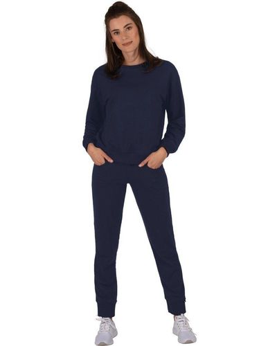 Trigema Sweatshirt Bequemes Basic Homewear Set - Blau