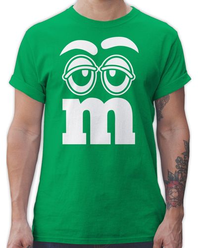 Shirtracer T-Shirt Faschingskostüm Gruppen M&M Aufdruck Gesicht - Grün