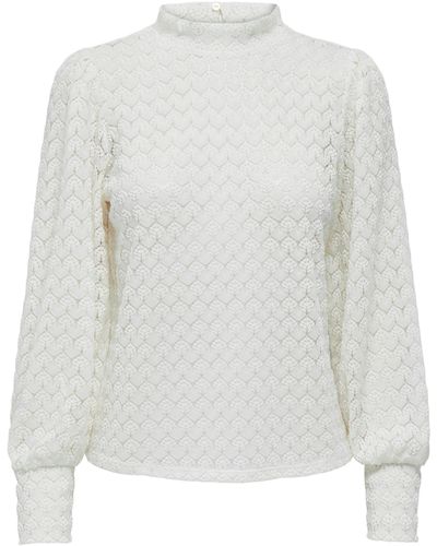 ONLY Blusentop JDYAVERY L/S LACE TOP JRS NOOS - Weiß