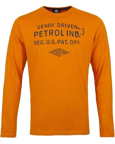 Petrol Industries Longsleeve Shirt Langarmshirt mit Rundhals und Logo-Print (1-tlg) - Orange