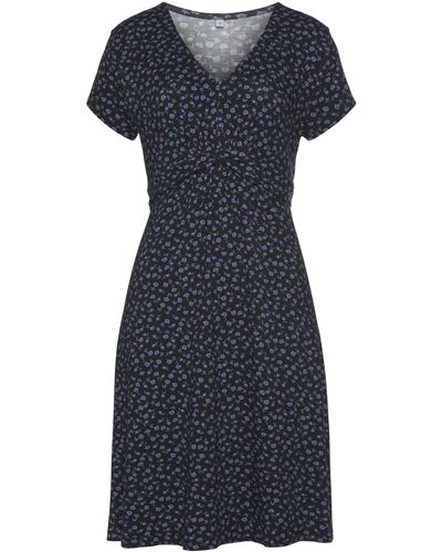 Vivance Jerseykleid mit Blümchenprint und V-Ausschnitt, figurschmeichelndes Sommerkleid - Blau