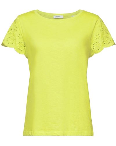 Esprit T-Shirt mit Stickerei (1-tlg) - Gelb