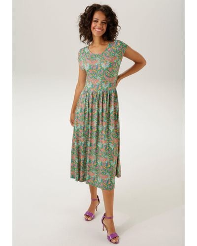 Aniston CASUAL Sommerkleid mit extravagantem Paisley-Muster bedruckt - Grün