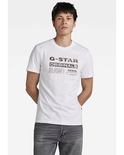 G-Star RAW T-Shirt Distressed originals - Weiß
