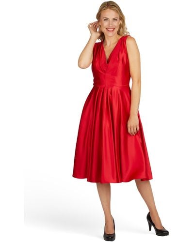 KLEO Abendkleid aus Satin Mit seitlichen Eingrifftaschen - Rot