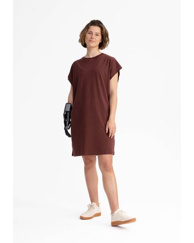 Mela Shirtkleid T-Shirt Kleid SUNEA Fein gerippter Kragen - Rot