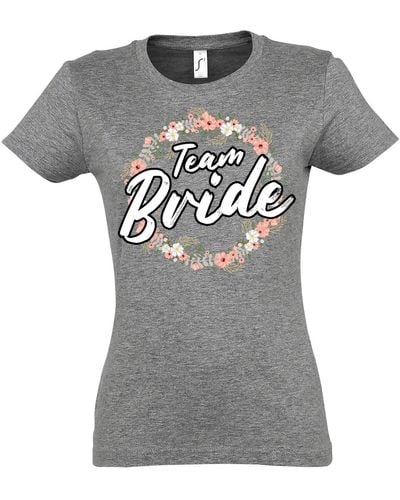 Youth Designz T- Team Bride Shirt mit lustigem Hochzeit Frontaufdruck - Grau