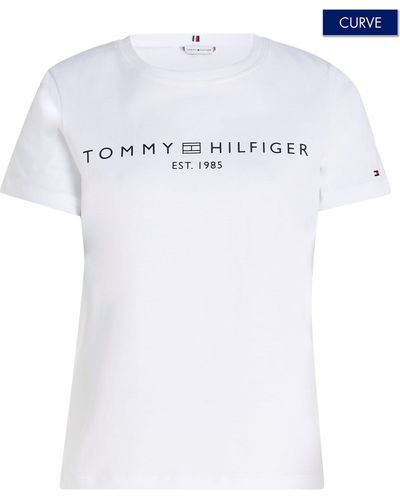 Tommy Hilfiger Rundhalsshirt CRV REG CORP LOGO C-NK SS mit Logostickerei - Weiß
