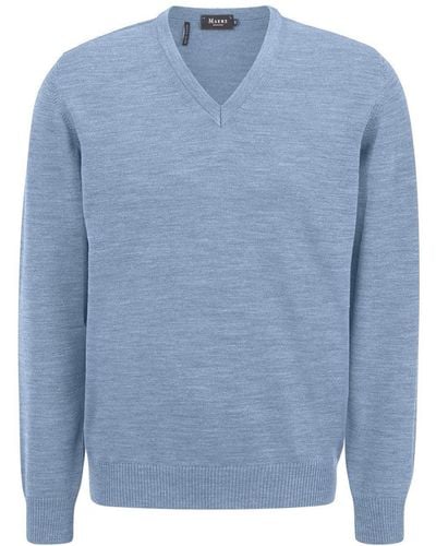 maerz muenchen Sweatshirt Pullover V-Ausschnitt /1 Arm - Blau