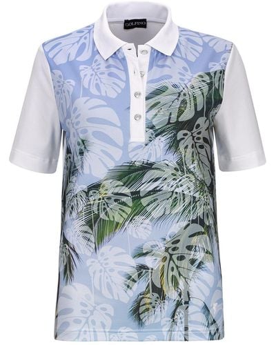Golfino Poloshirt Ladies Palm Beach Printed Polo Weiss - Blau