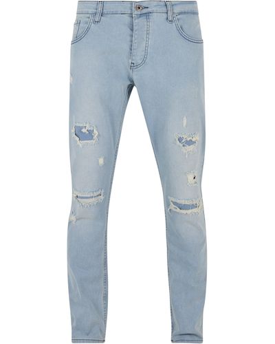 2Y Premium Premium Bequeme Jeans 2Y Destroyed Skinny Cropped Denim - Blau