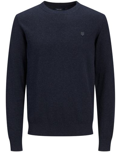 Jack & Jones & Rundhalspullover Klassischer Pullover JprBluray Kaschmir Sweater - Blau