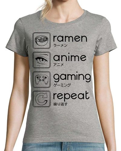 Youth Designz Print- Ramen Anime Gaming T-Shirt mit lustigen Logo - Grau