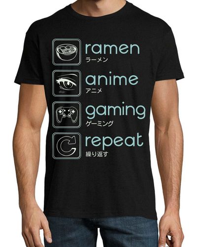 Youth Designz Print- Ramen Anime Gaming T-Shirt mit lustigen Logo - Schwarz