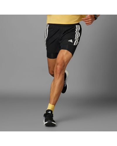 adidas Originals Performance Laufshorts Own the Run 3-Streifen -- IQ3808 2-in-1-Shorts von adidas aus feuchtigkeitsabsorbierenden AEROREADY - Schwarz