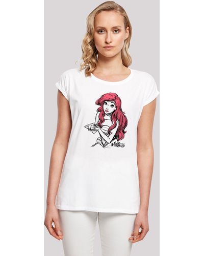 F4NT4STIC T-Shirt Ariel Shell Sketch ,Premium Merch,Regular-Fit,Kurze Ärmel,Bedruckt - Weiß