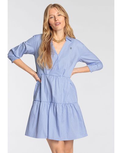 Delmao Blusenkleid mit feinen Streifen - Blau