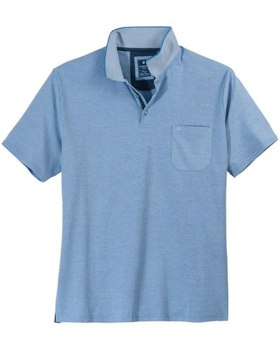 Redmond Große Größen Poloshirt hellblau melange "Wash & Wear"