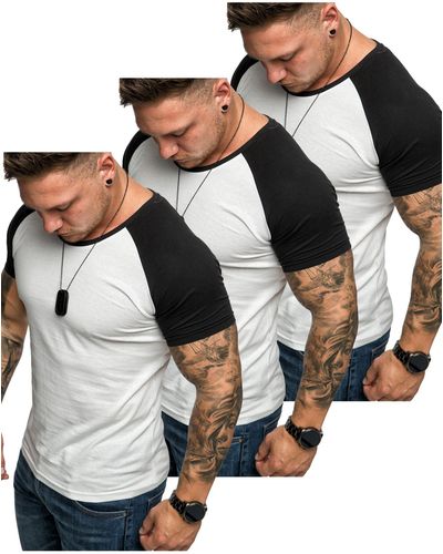 Amaci&Sons 3. SALEM - -Shirts (3er-Pack) Basic Oversize Kontrast Raglan T-Shirt - Schwarz