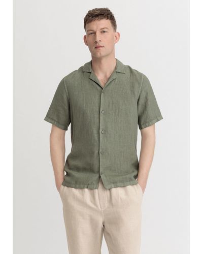 HESSNATUR Outdoorhemd Relaxed aus reinem Leinen (1-tlg) - Grün