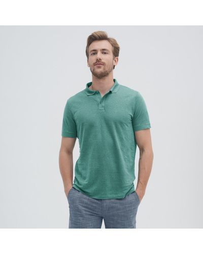 Living Crafts Poloshirt OLE Sommerliches Polo-Shirt aus Leinen - Grün