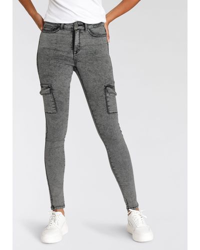 Arizona Skinny-fit-Jeans Ultra Stretch High Waist mit Cargotaschen - Grau