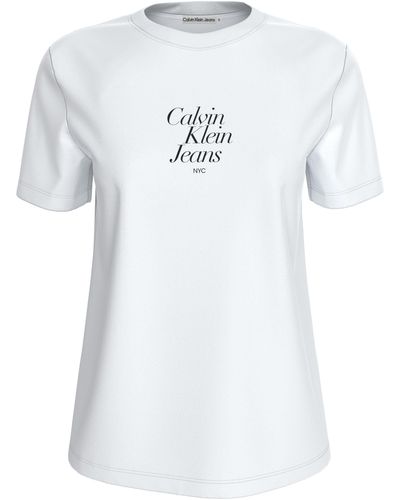 Calvin Klein T-Shirt FONT GRAPHIC REGULAR TEE mit Logoschriftzug - Weiß