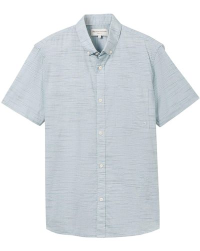 Tom Tailor Kurzarmhemd striped slubyarn shirt - Blau