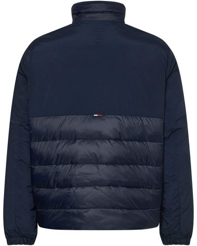 Tommy Hilfiger Mix Media Zip Thru Stand Collar Cotton and Shell Jacket in  Blau für Herren | Lyst DE | Sweatshirts