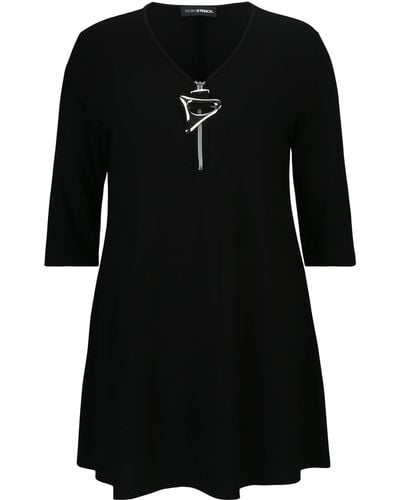 Doris Streich Tunika Long-Shirt ß mit Reißverschluss - Schwarz