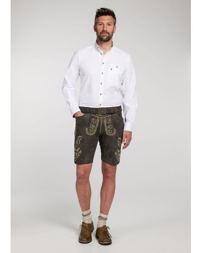 Spieth & Wensky Shorts Lederhose Werfen mit Stickerei - Grau