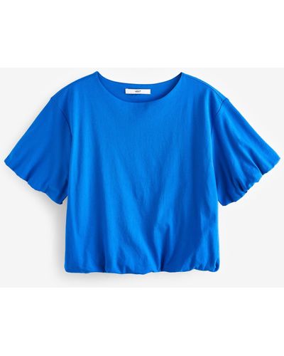 Next T-Shirt mit Ballonsaum (1-tlg) - Blau