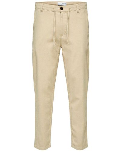 SELECTED Chinohose SLHCOMFORT-BRODY LINEN mit Stretch - Natur
