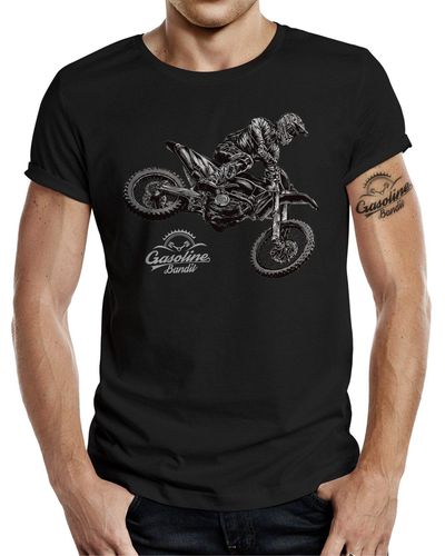 GASOLINE BANDIT® ® T-Shirt für Offroad Biker: MX Cross Rider - Schwarz